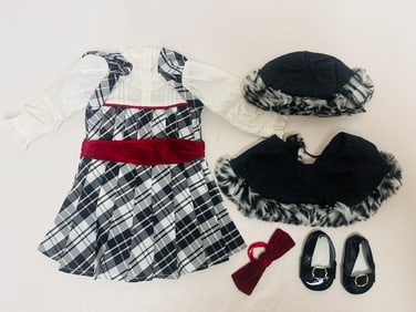 American Girl Doll Nellie Holiday Gown and Winter Hat and Shoulder Cape