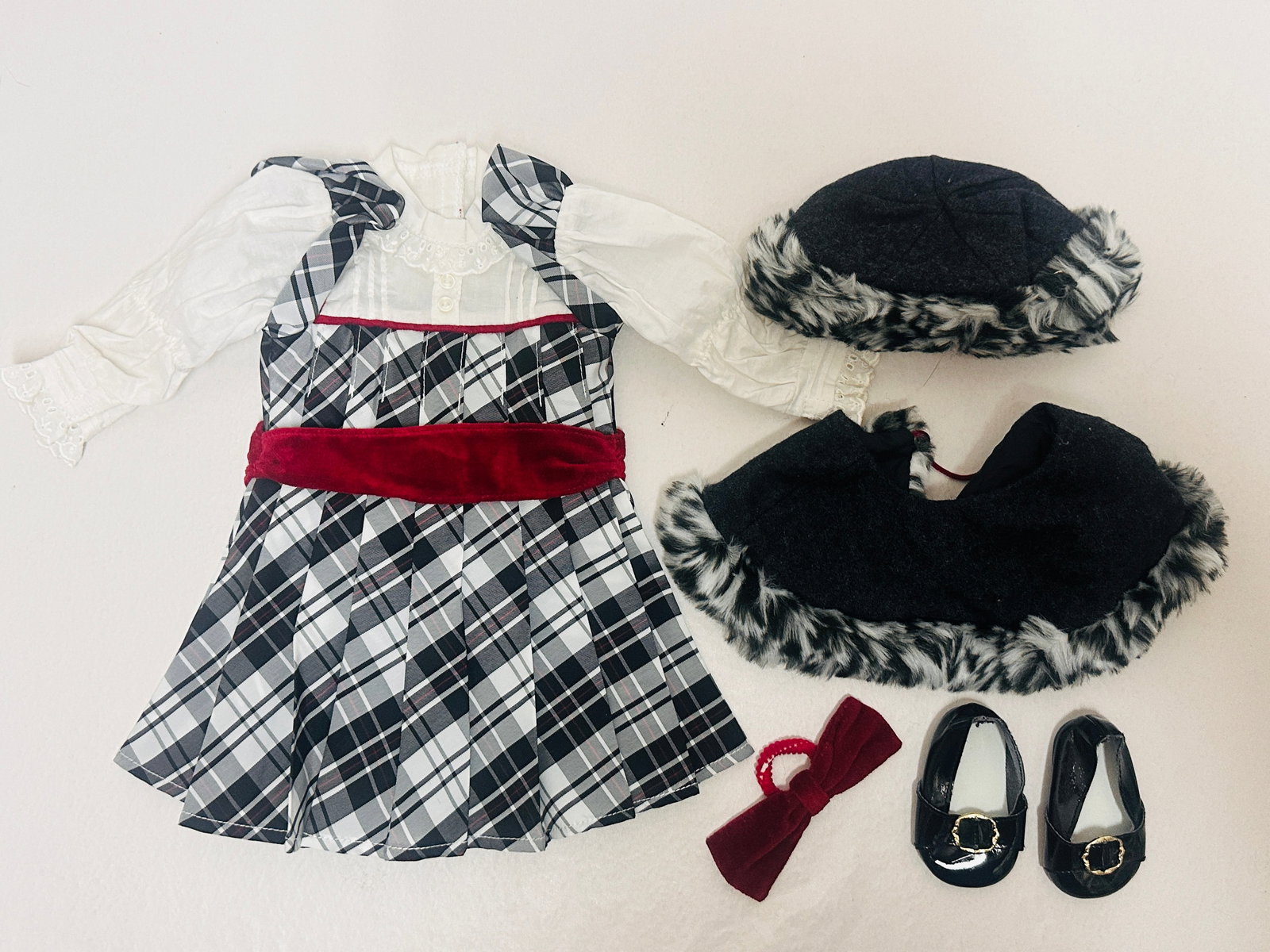 American Girl Doll Nellie Holiday Gown and Winter Hat and Shoulder Cape (1 of 5)