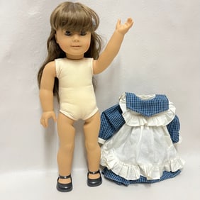 Pleasant Company American Girl White Body Samantha Doll with her Play Dress and Pinafore