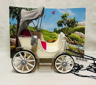 American Girl Doll Pretty City Carriage and Backdrop