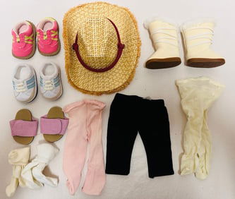 American Girl Doll Cowgirl Hat and Shoes Grouping