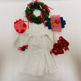 American Girl Doll Kirsten Saint Lucia Gown, Wreath and Tray