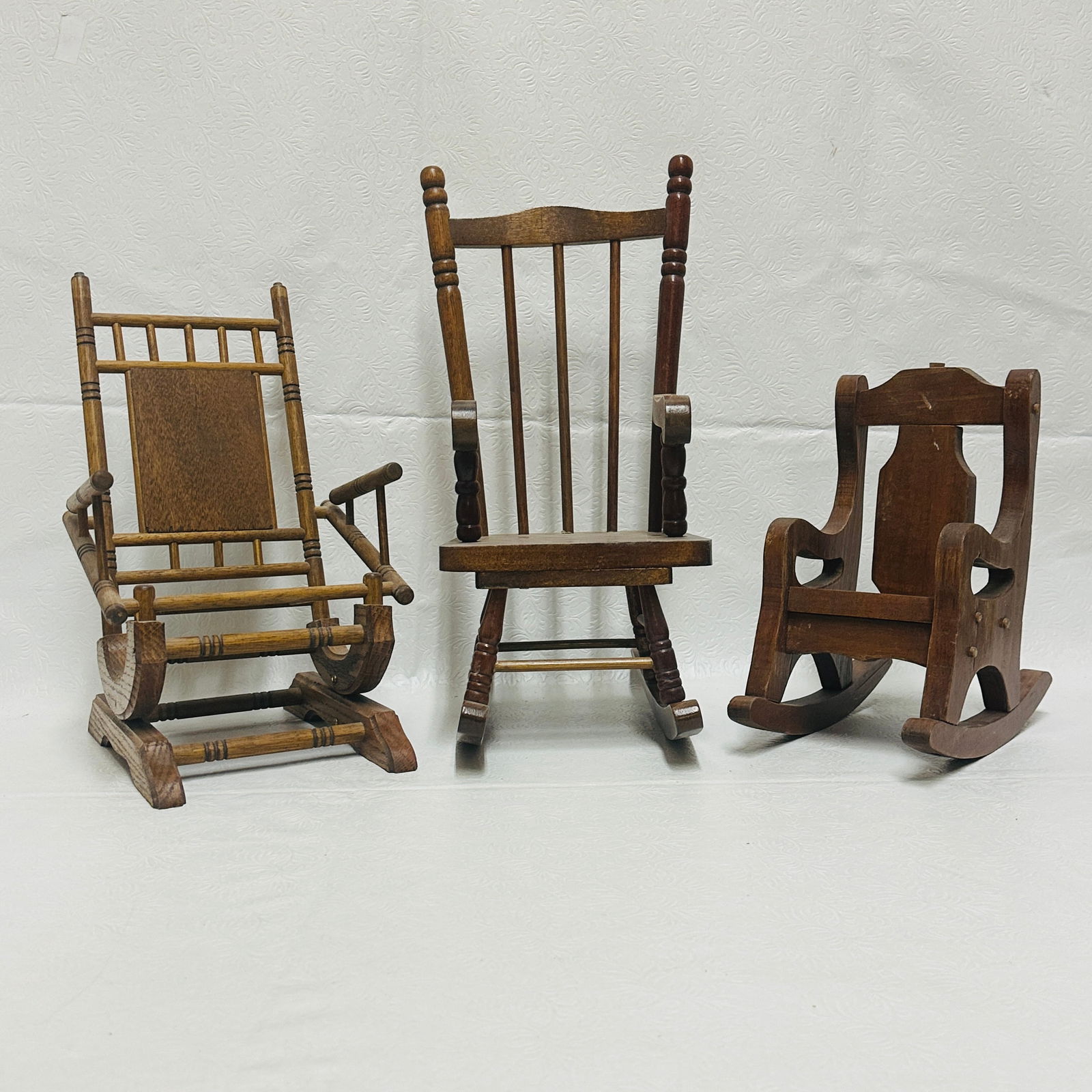 Group of three Doll Size Rocking Chairs, handcrafted (1 of 9)