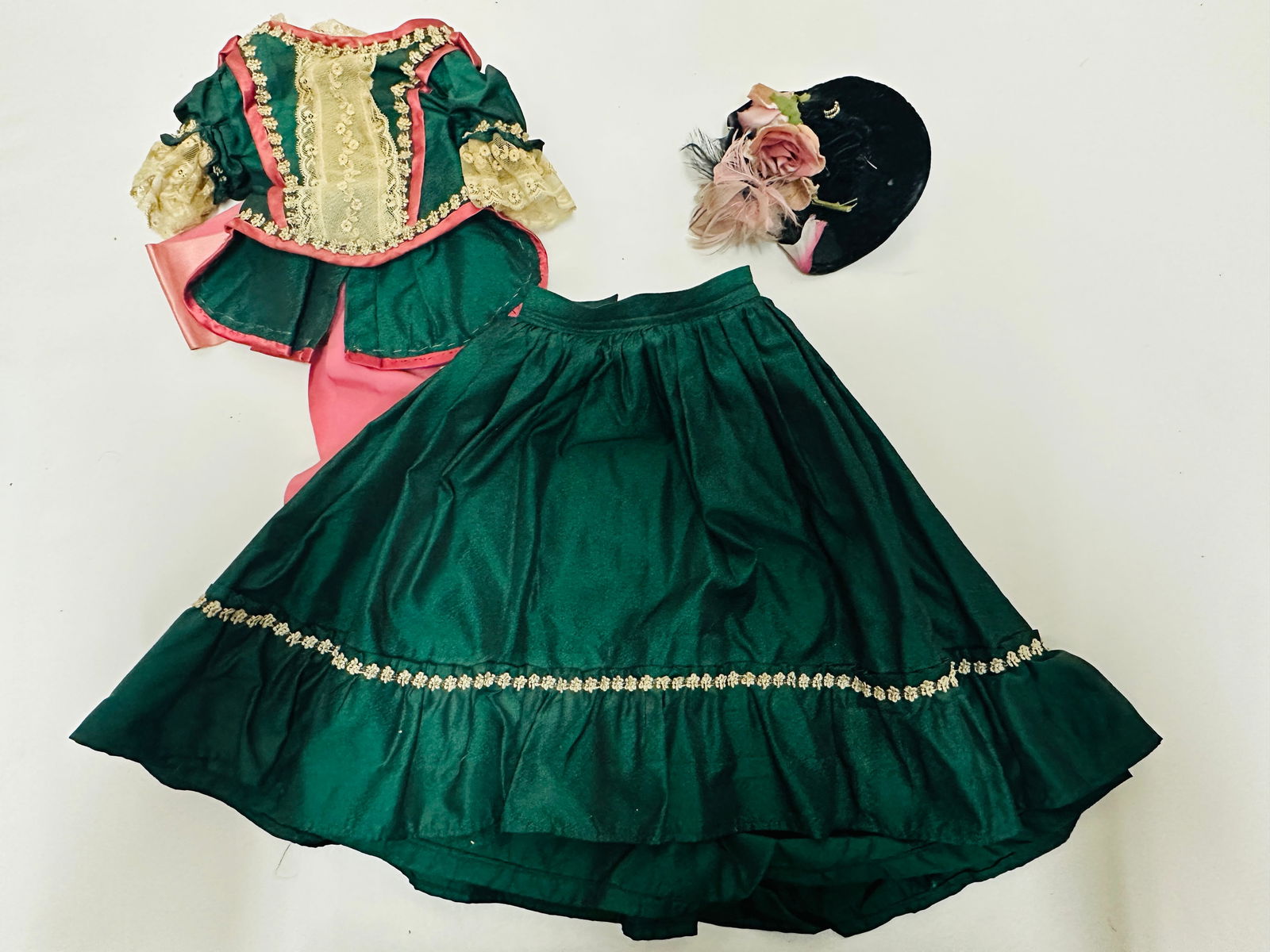Handmade Victorian style Ensemble Skirt, Jacket and Hat for Doll (1 of 6)
