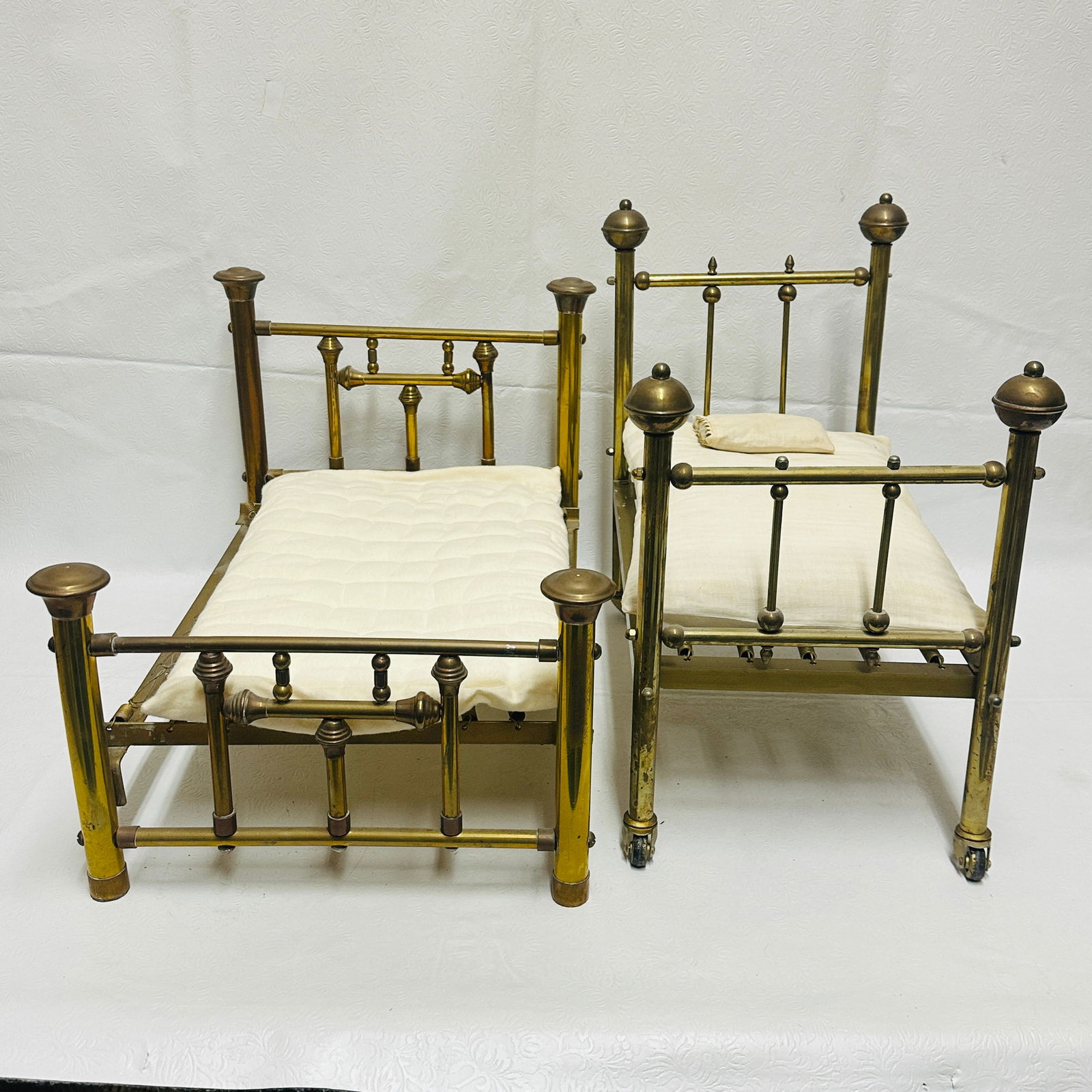 Two Antique Doll size Brass Beds (1 of 6)