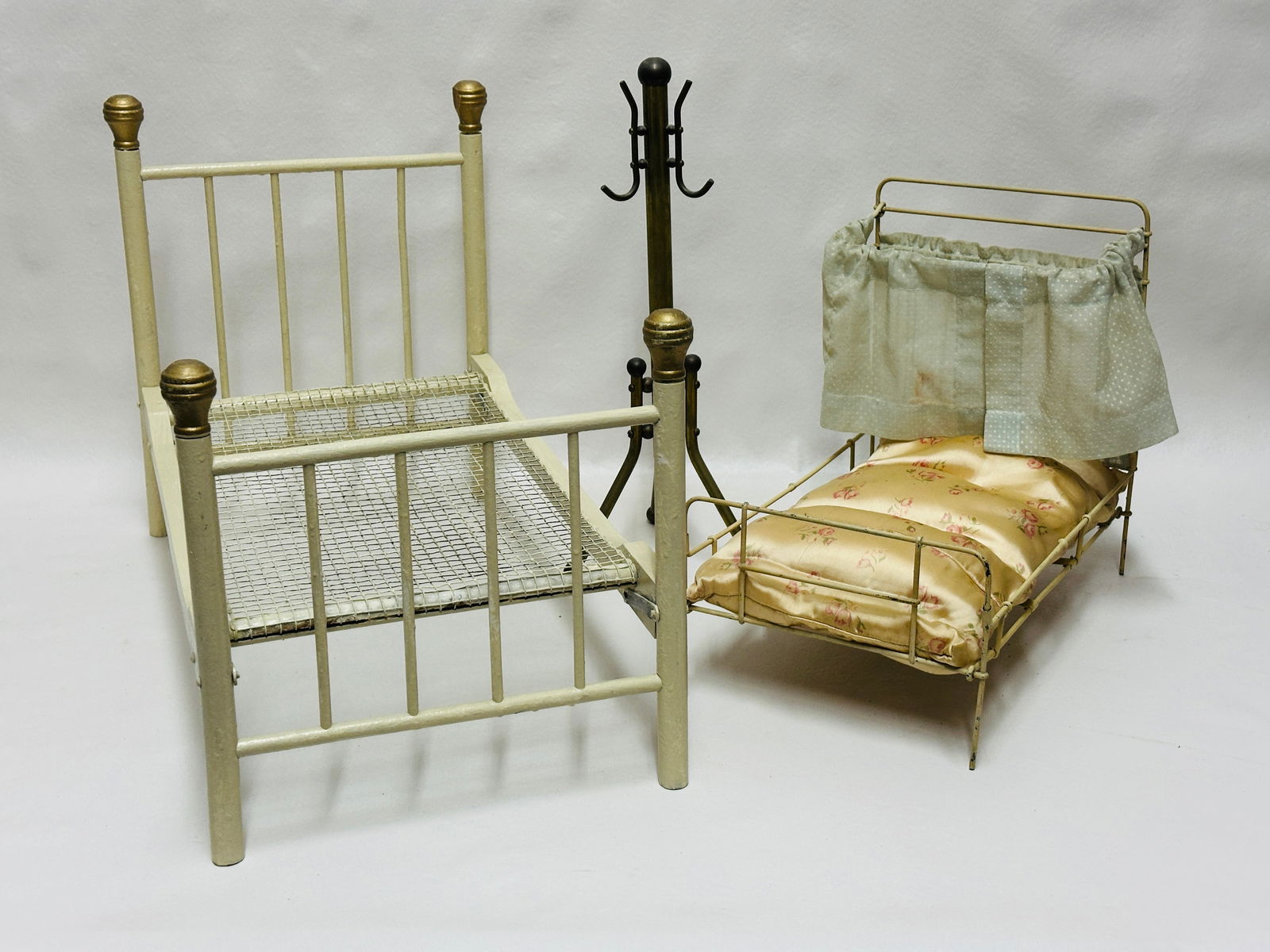 Two Doll Size Beds ad Brass Coat Rack (1 of 11)
