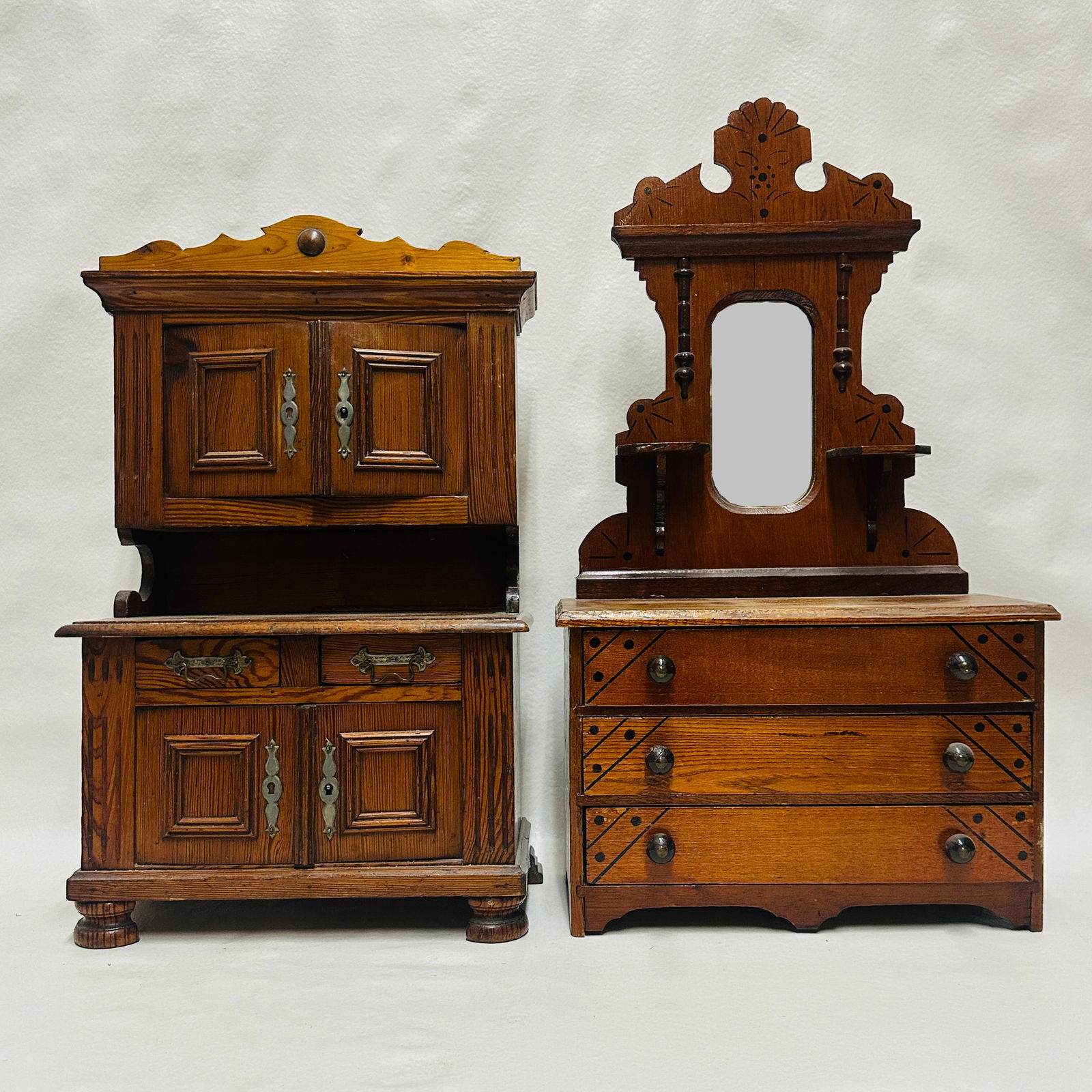 Doll size Victorian Mirror Dresser and renaissance Hutch (1 of 10)