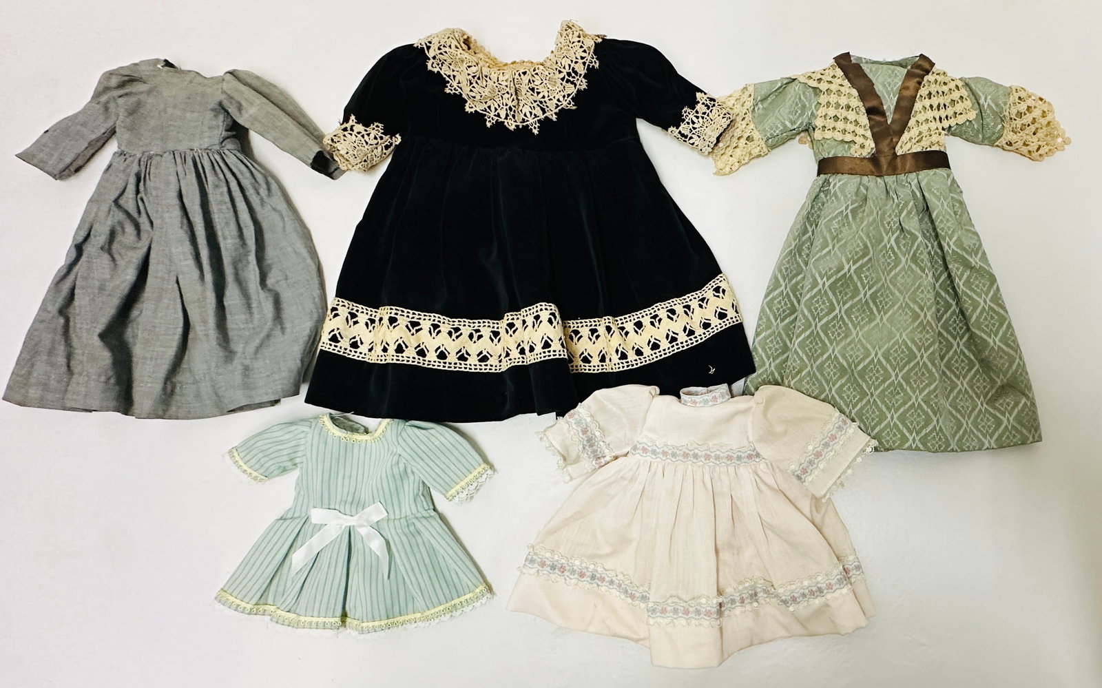 Antique and Vintage Doll Dresses: Antique and Vintage Doll Dresses, Mommy made costumes ------------------ please review all pictures carefully because they are part of the description and show condition issues if any ----------------