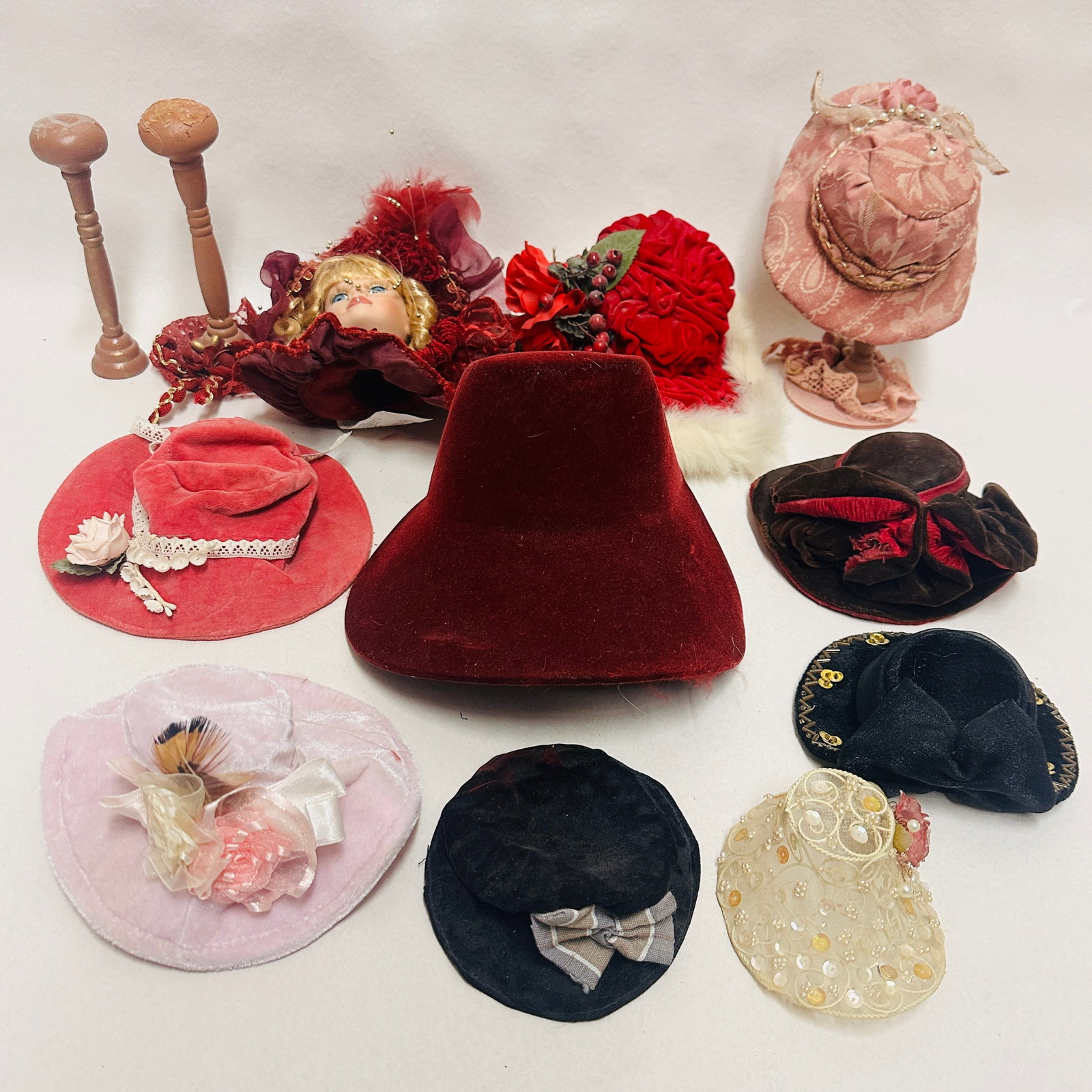 Collection of Doll Hats and Stands (1 of 12)