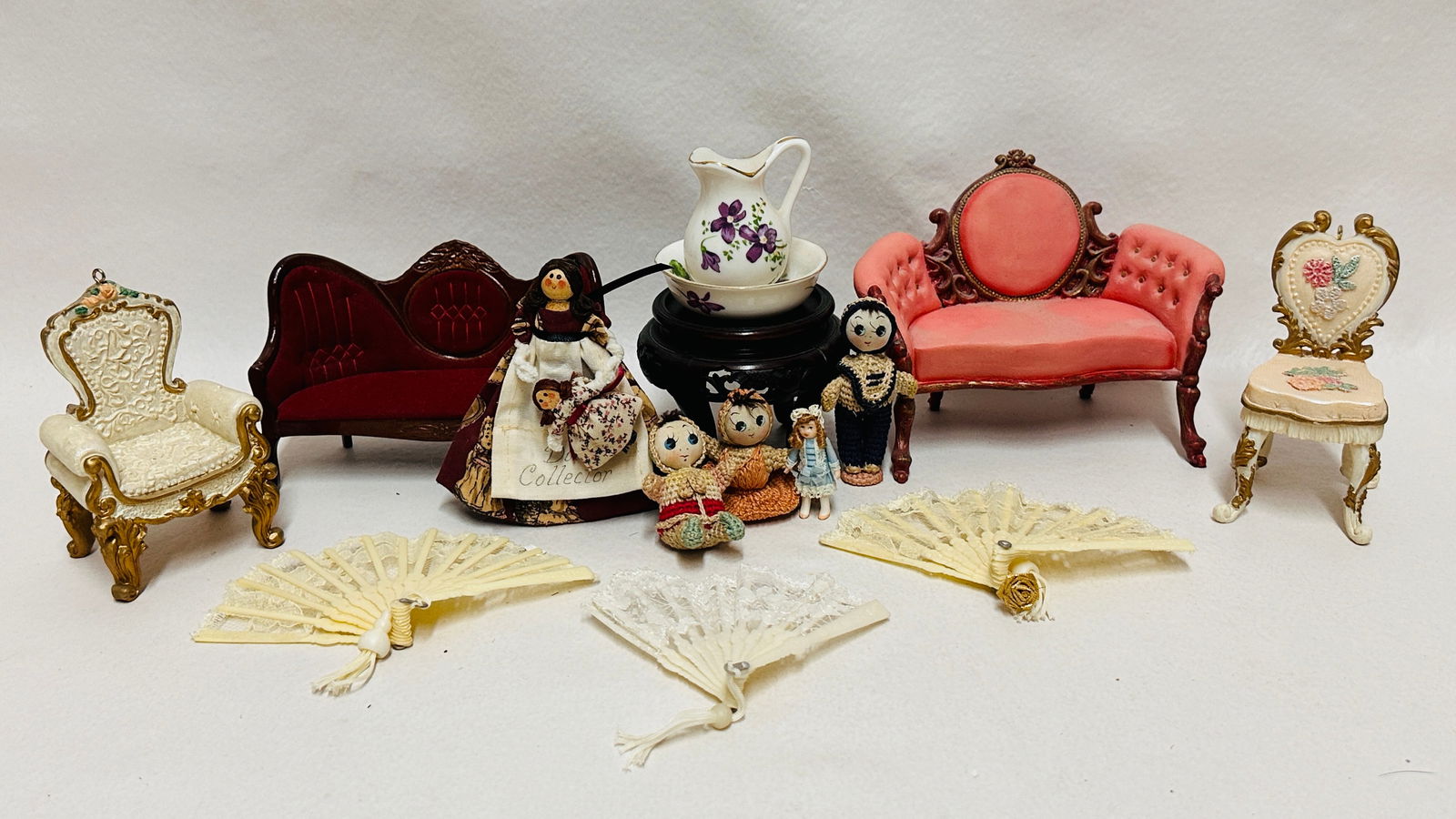 Dollhouse Miniature Settee and other Living Room Furniture (1 of 14)