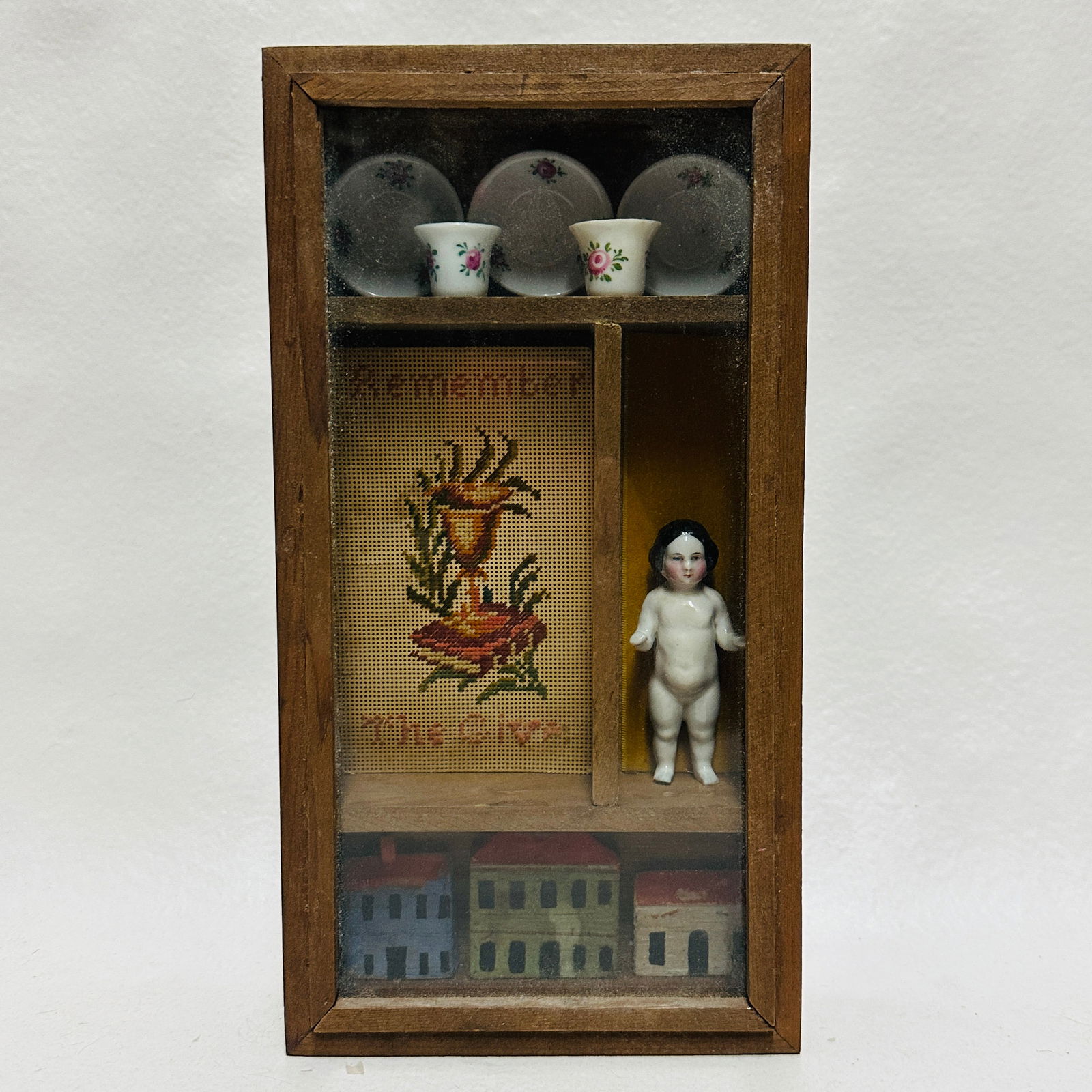 Shadowbox with Antique Frozen Charlotte Doll (1 of 7)