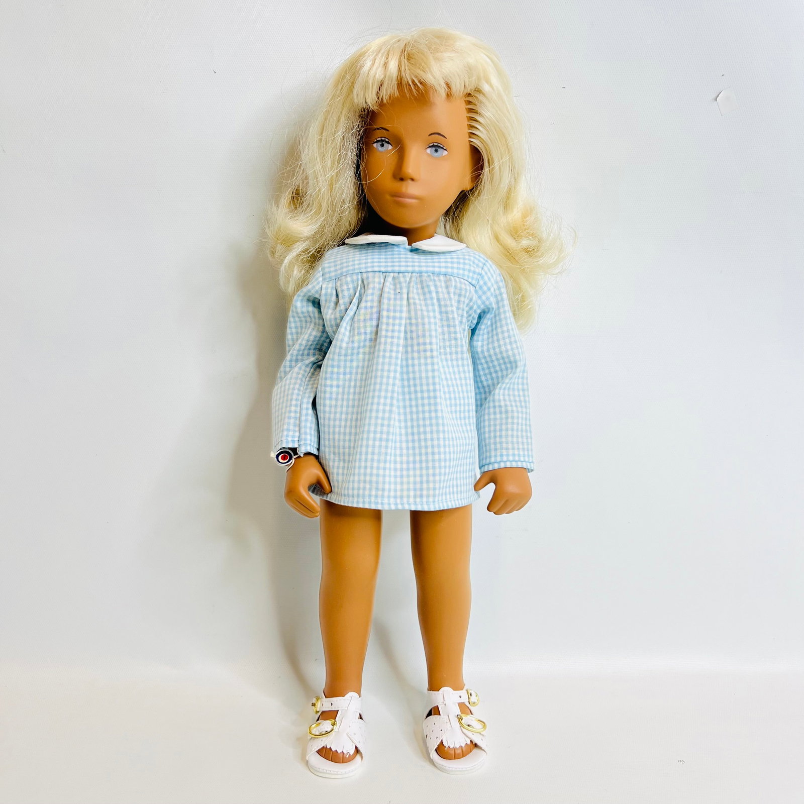 Sasha Doll Blonde Blue and White Gingham Dress (1 of 4)