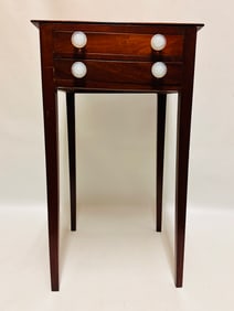 Antique two drawers stand with replaced glass pulls
