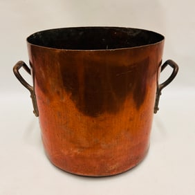 Antique Copper Cauldron with two brass handles