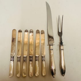 Sheffield Dessert Knives with MOP handles and Carving Set