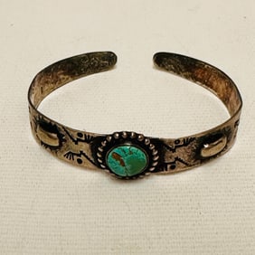 Turquoise and Sterling Silver Cuff Bangle