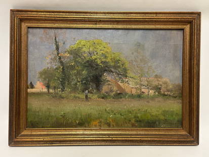 Impressionistic Landscape, signature illegible: signature illegible, after Porfirio Salinas (1910-1973) Impressionistic Landscape, signature illegible Overall dimension: 14 inches H by 19.5 inches W **PLEASE READ: There are several shipping options