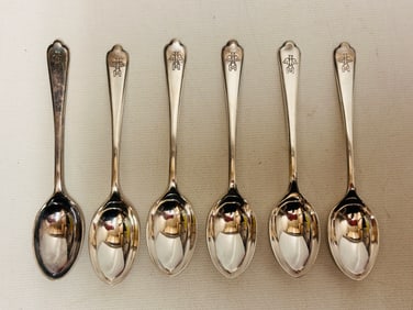 Set of 6 Silver Bat Motif Spoons