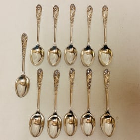 Set of 11 Sterling Silver James Dixon and Sons Spoons