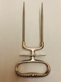 Large Silver Plate Handled Roast Holder