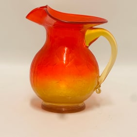 Amberina Crackle Glass Pitcher