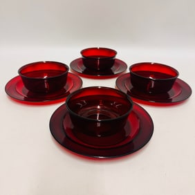 Vintage Royal Ruby Bowls with Underplates