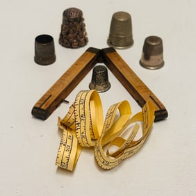 Thimble Collection with Ruler and Tape Measure