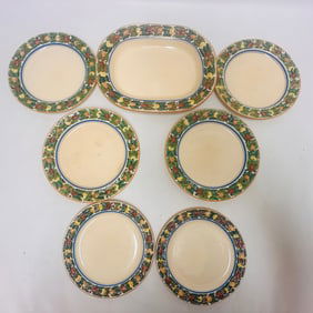 Adams Titian Ware Della Robia ceramic Plates and Platter