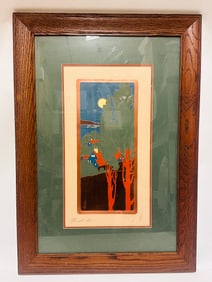 Moonlit Cottage Limited Edition 1 of 100 Block Print by JM