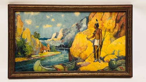 Native American at Rivers Edge, Print