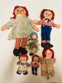 Collection of Raggedy Ann and Andy Dolls