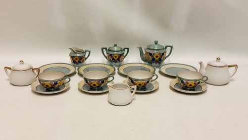 Japanese Lusterware partial tea set, Okwan China