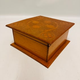 Antique Folk Art Pyrography Trinket Box