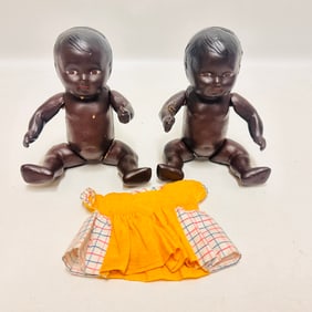Two Composition Black Baby Dolls