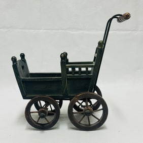 Black Painted Doll Carriage for small doll