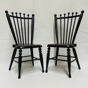 Two Doll size antique Windsor Side Chairs