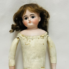 Antique Bisque Head Doll with Leather Body