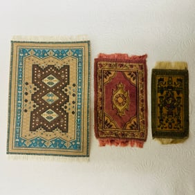 Group of Three Dollhouse Oriental Rugs