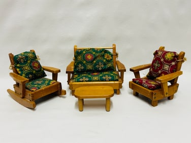 Vintage 1950s Pert Pat Wood Dollhouse Furniture