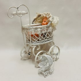 Two White Doll Strollers