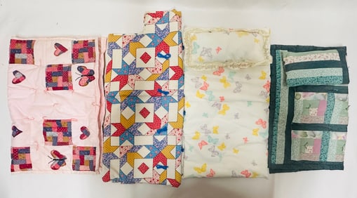 Vintage Grouping Doll size Quilts and Pillows