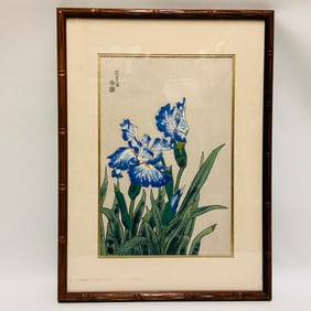 Japanese Woodblock Print of Flowers