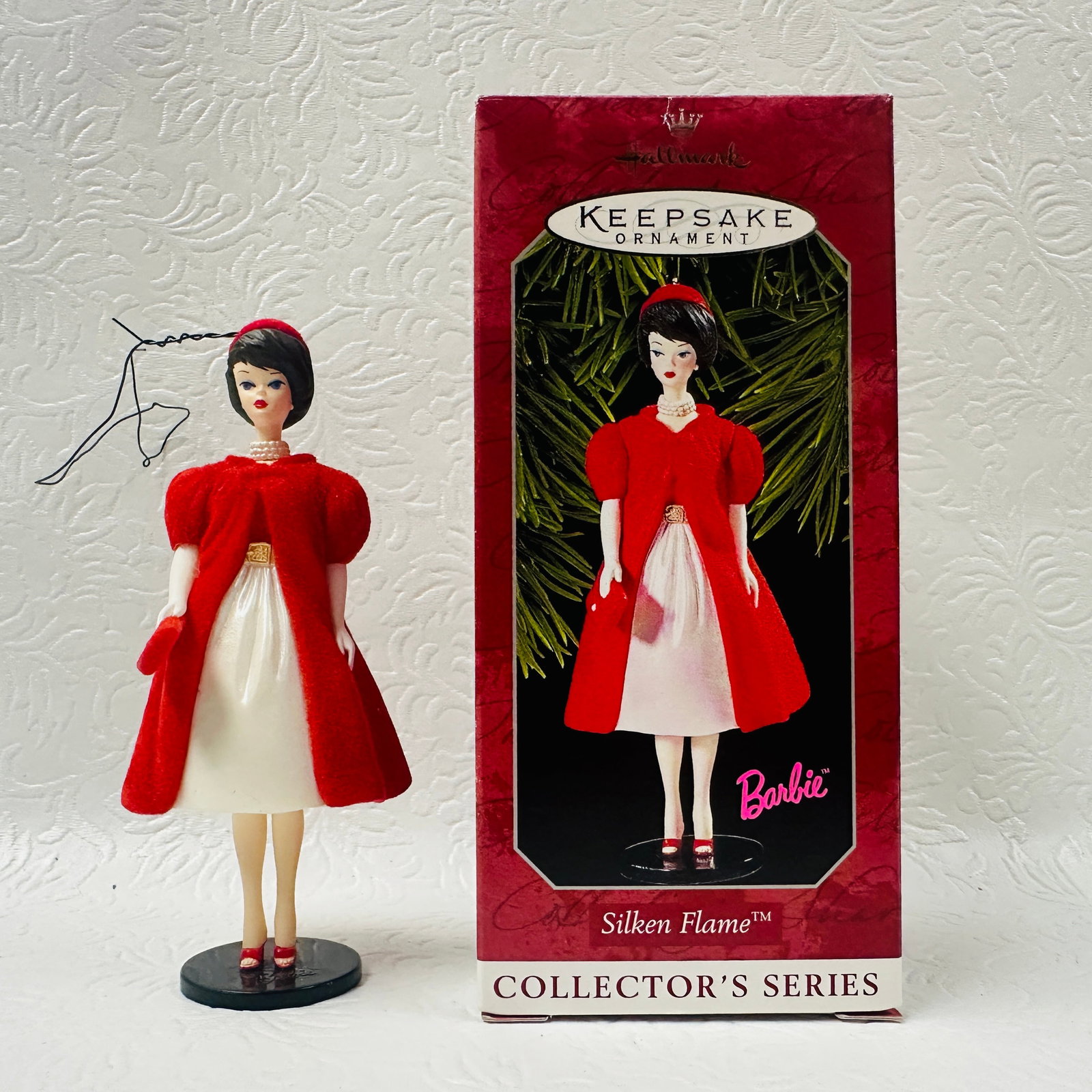 Hallmark Keepsake Ornament Silken Flame Barbie Collectors Series: Hallmark Keepsake Ornament Silken Flame Barbie Collectors Series ------------------ please review all pictures carefully because they are part of the description and show condition issues if any -----