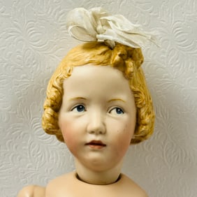 Artist Reproduction of Rare Heubach Girl Doll with molded hair