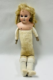 German Bisque AM 3200 Doll with Kid Leather Body