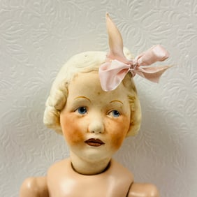 Artist Reproduction of Rare Heubach Girl Doll with molded hair