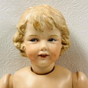 Artist Reproduction of Rare Heubach Boy Doll with Molded Hair