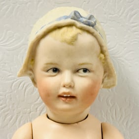 Artist Reproduction of Rare Heubach Boy Doll with Hat