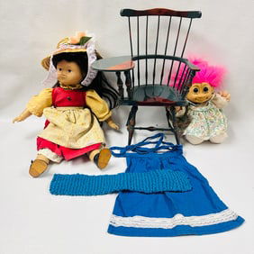 Grouping of Dolls, Clothes and Doll Furniture