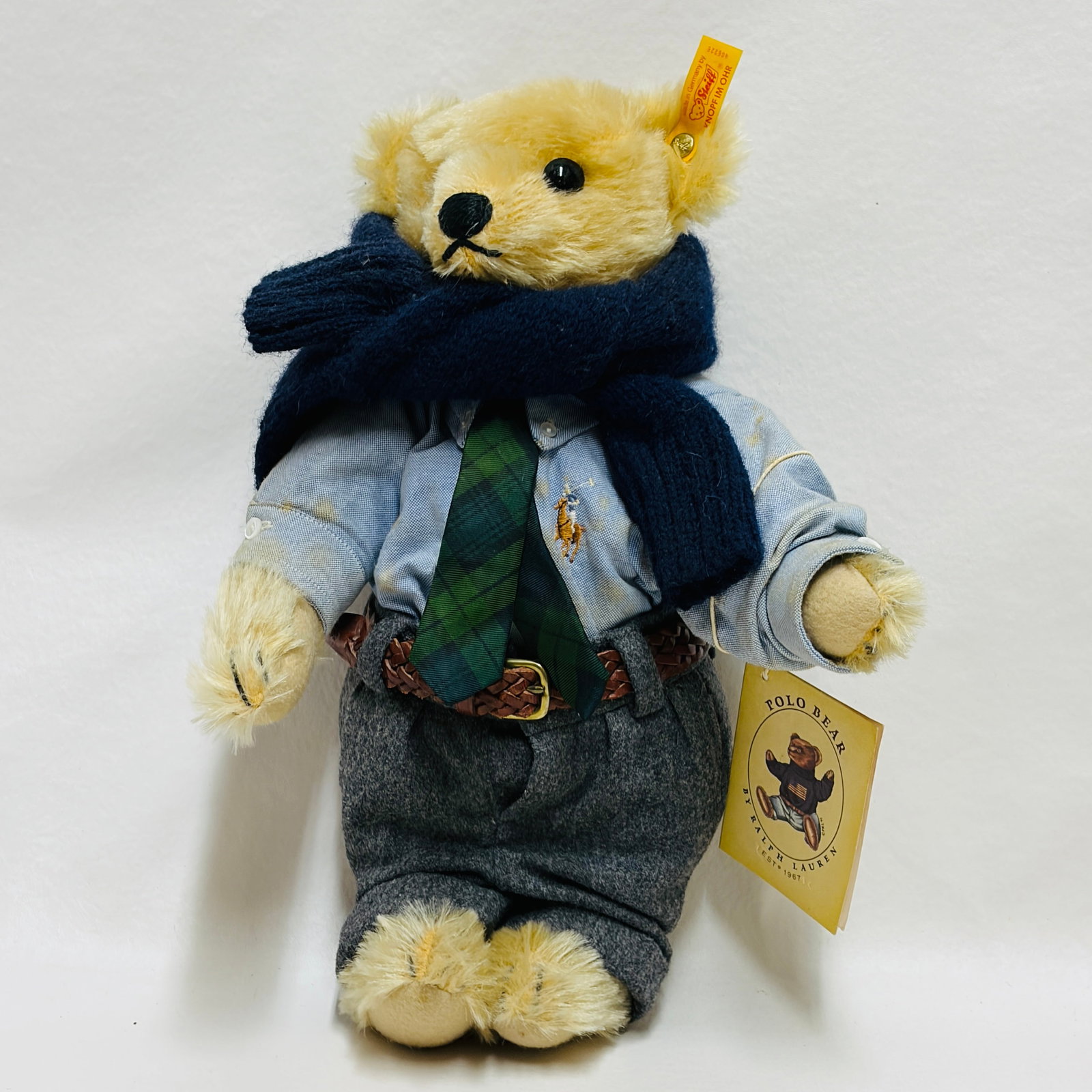 Steiff Preppy Bear dressed in Polo Ralph Lauren Clothes: Steiff Preppy Bear dressed in Polo Ralph Lauren Clothes ------------------ please review all pictures carefully because they are part of the description and show condition issues if any --------------